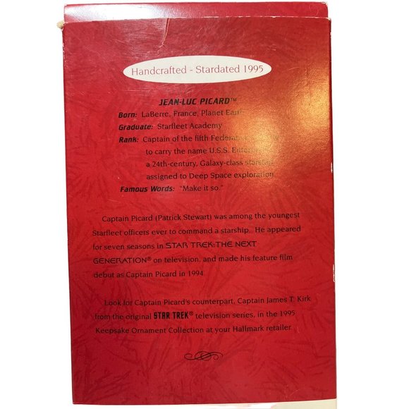 Star Trek the Next Generation Captain Jean Luc-picard 1995 Hallmark Keepsake Orn - Picture 4 of 11